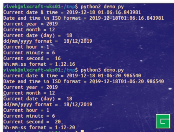 Python obtient la date et l'heure actuelles du jour