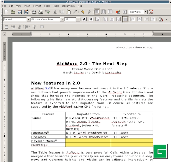AbiWord - Logiciels libres cool de 2013 - H