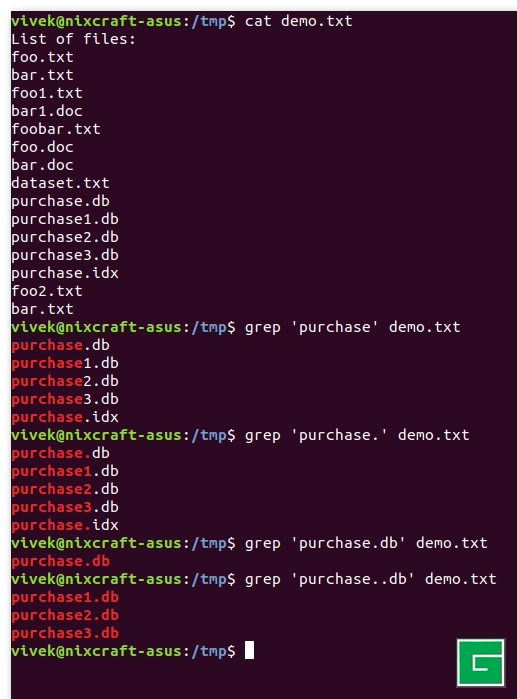 Expressions régulières dans grep ( regex ) avec exemples