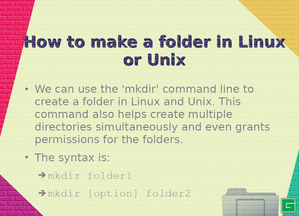 Comment créer un dossier sous linux ou unix ?