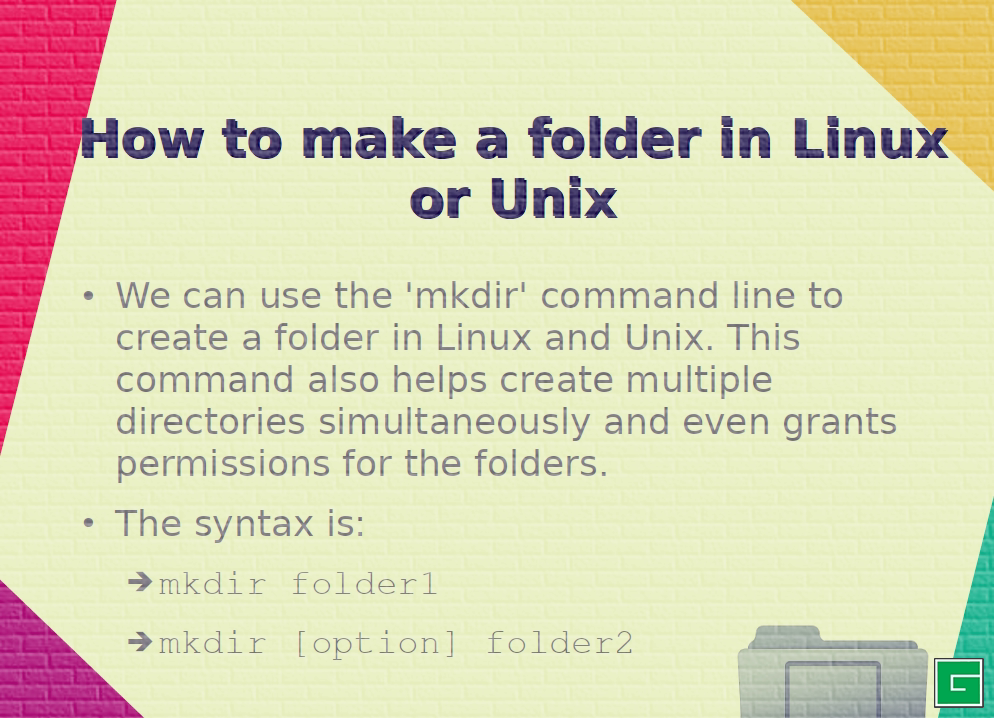 Comment créer un dossier sous Linux ou Unix ?