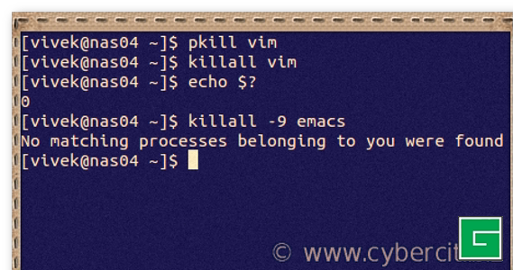 Unix kill un processus donné son nom